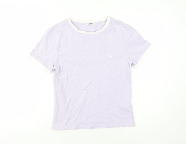 Jack Wills Women's Purple Ringer T-Shirt Size 8