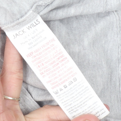 Jack Wills Women's Grey Crew Neck T-Shirt Size 4