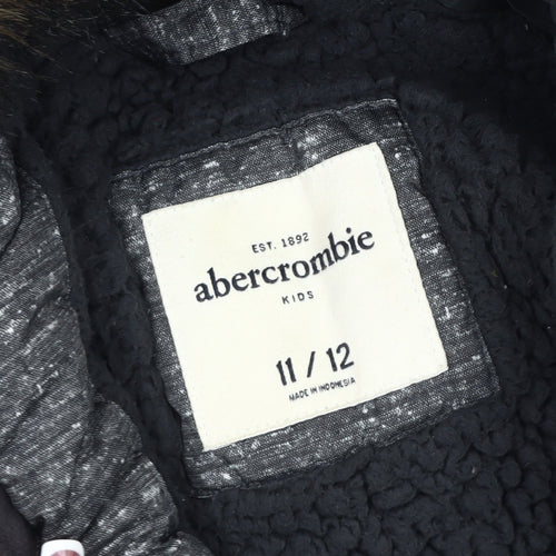 Abercrombie Boys Grey Puffer Jacket 11-12 Years Winter Hooded