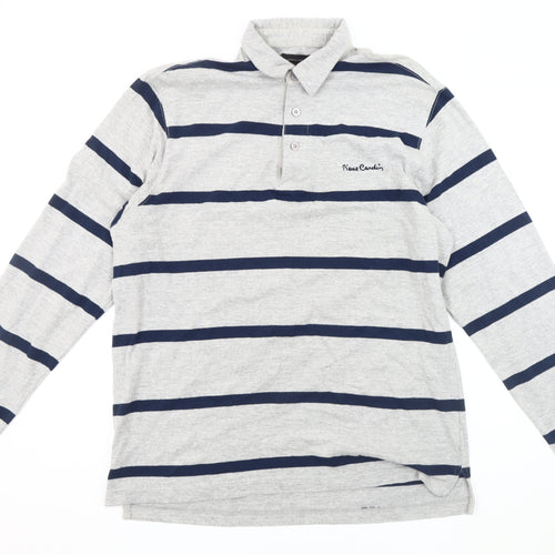 Pierre Cardin Men's Grey Striped Long Sleeve Shirt L