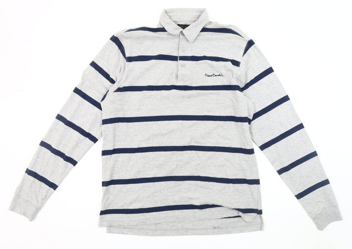 Pierre Cardin Men's Grey Striped Long Sleeve Shirt L