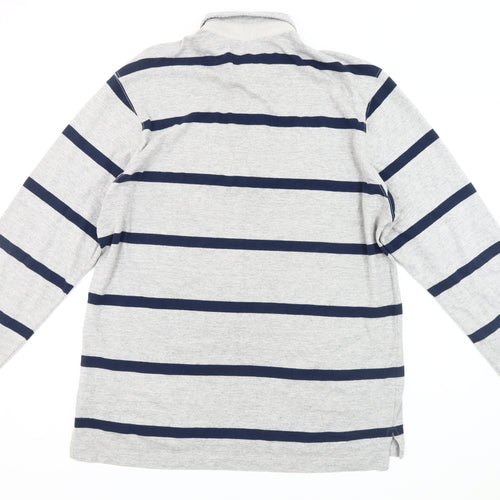 Pierre Cardin Men's Grey Striped Long Sleeve Shirt L