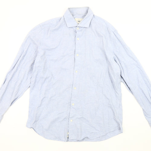 Moss 1851 Men's Blue Cotton Regular Fit Shirt
