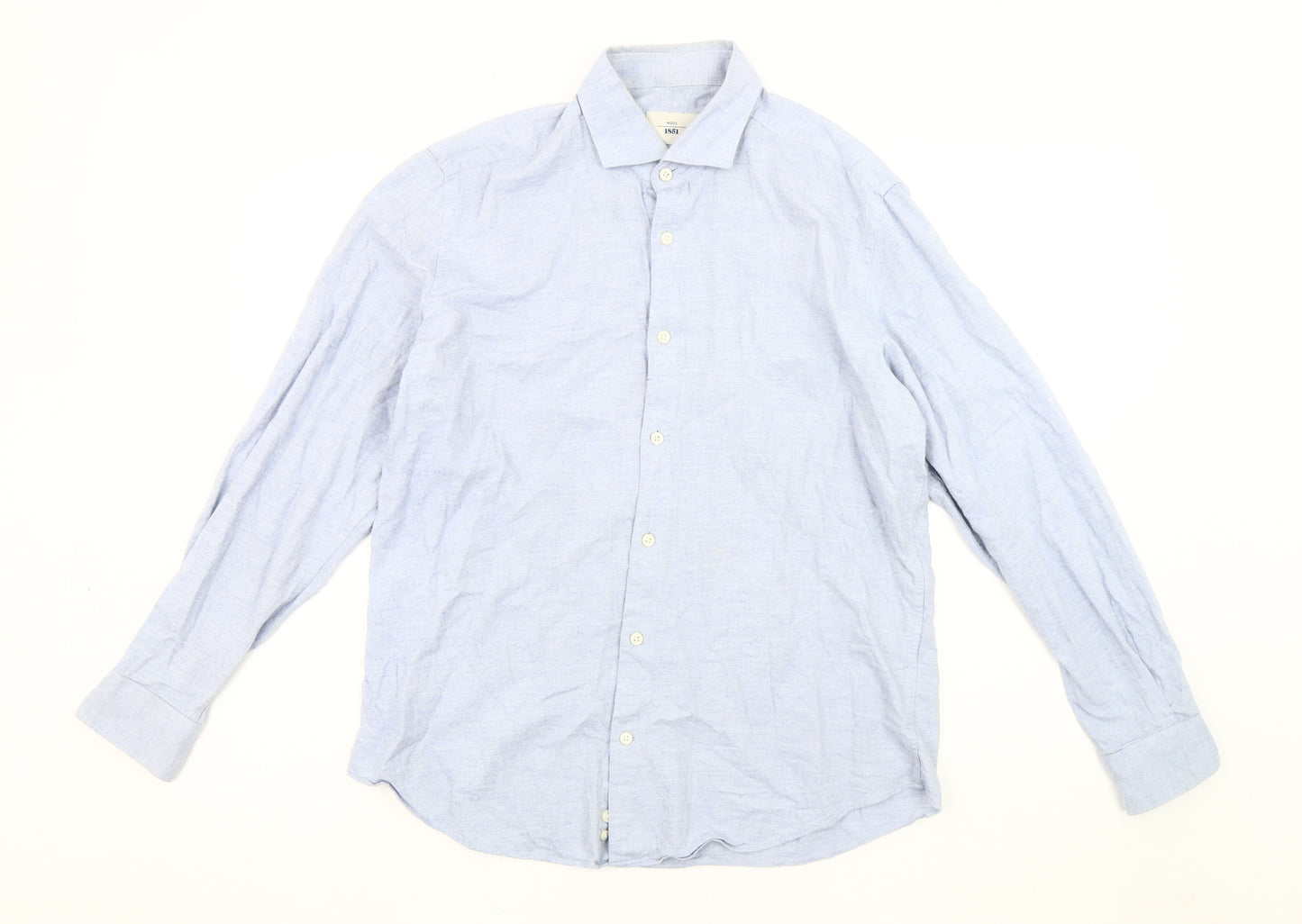 Moss 1851 Men's Blue Cotton Regular Fit Shirt