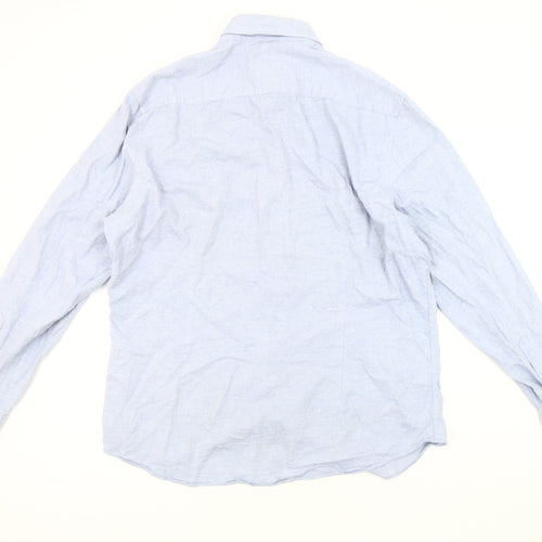 Moss 1851 Men's Blue Cotton Regular Fit Shirt