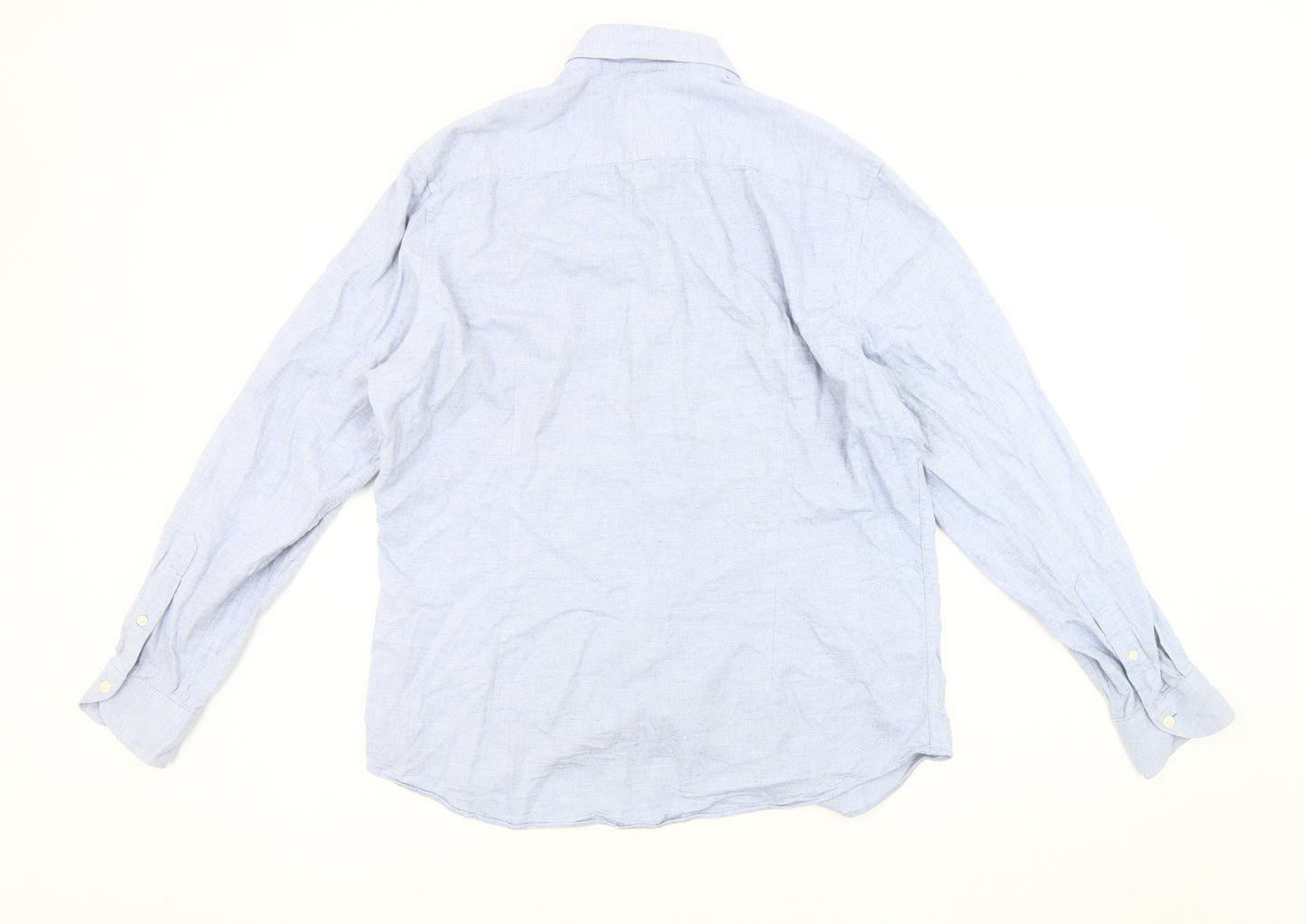 Moss 1851 Men's Blue Cotton Regular Fit Shirt
