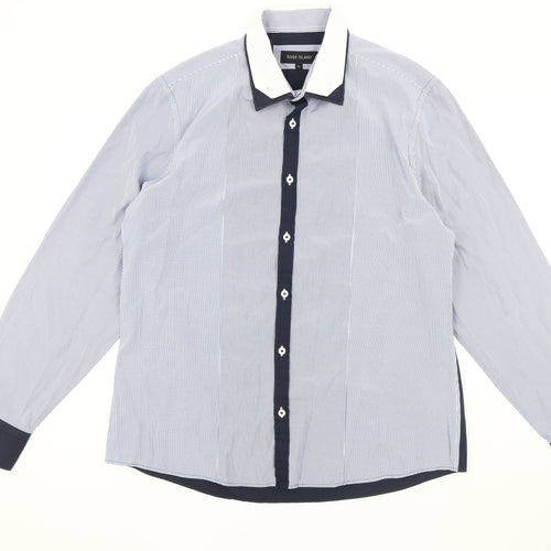 River Island Men's Blue Striped XL Casual Shirt