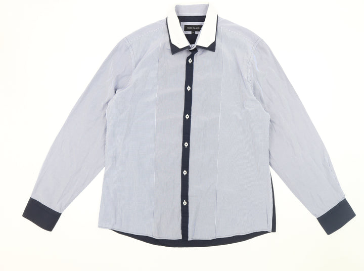 River Island Men's Blue Striped XL Casual Shirt