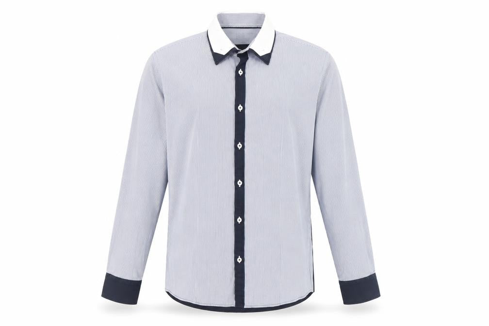 Front view of River Island Men's Blue Striped XL Casual Shirt