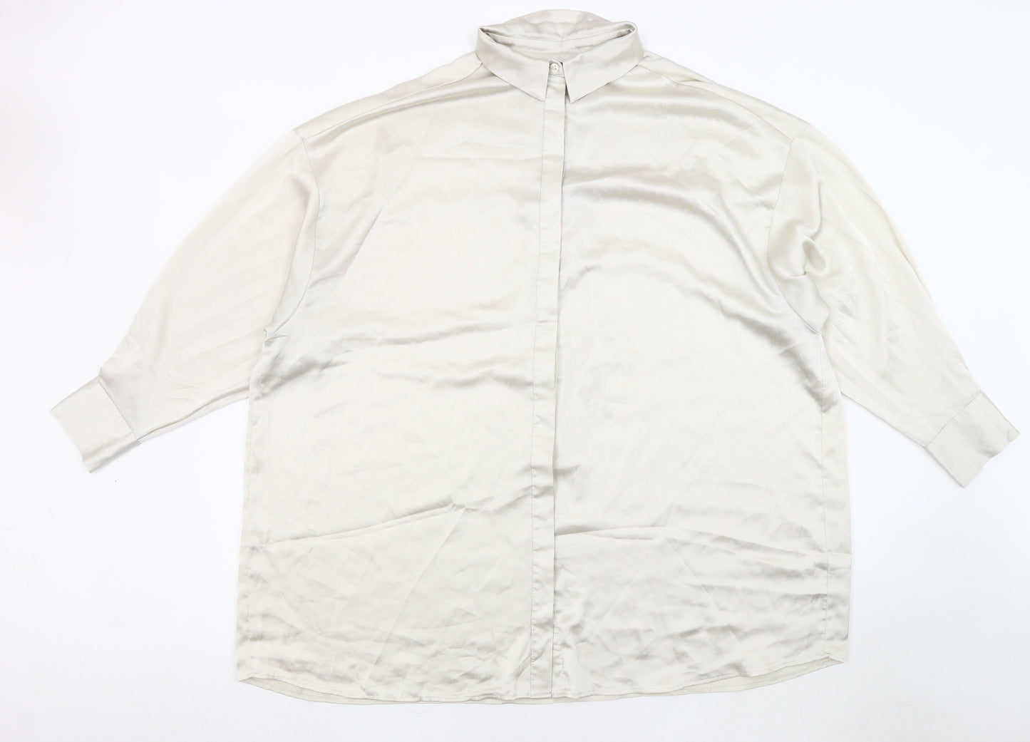ASOS DESIGN Women's Ivory Button-Up Shirt, Size 16