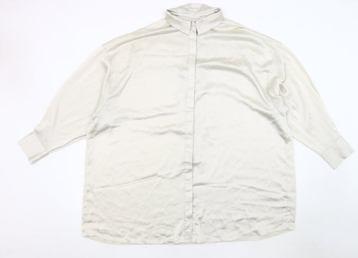 ASOS DESIGN Women's Ivory Button-Up Shirt, Size 16