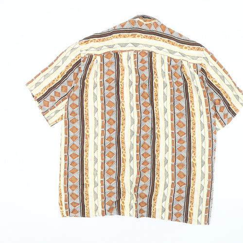 Romeo Baretti Men's Geometric Brown Short Sleeve Shirt