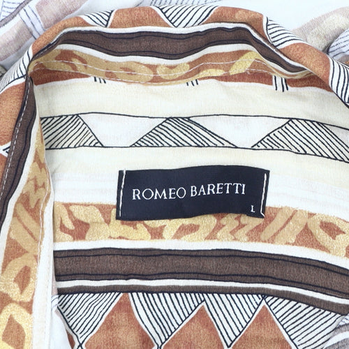 Romeo Baretti Men's Geometric Brown Short Sleeve Shirt