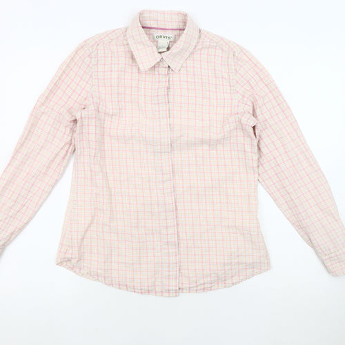 Orvis Women's Pink Button-Up Check Shirt Size 6