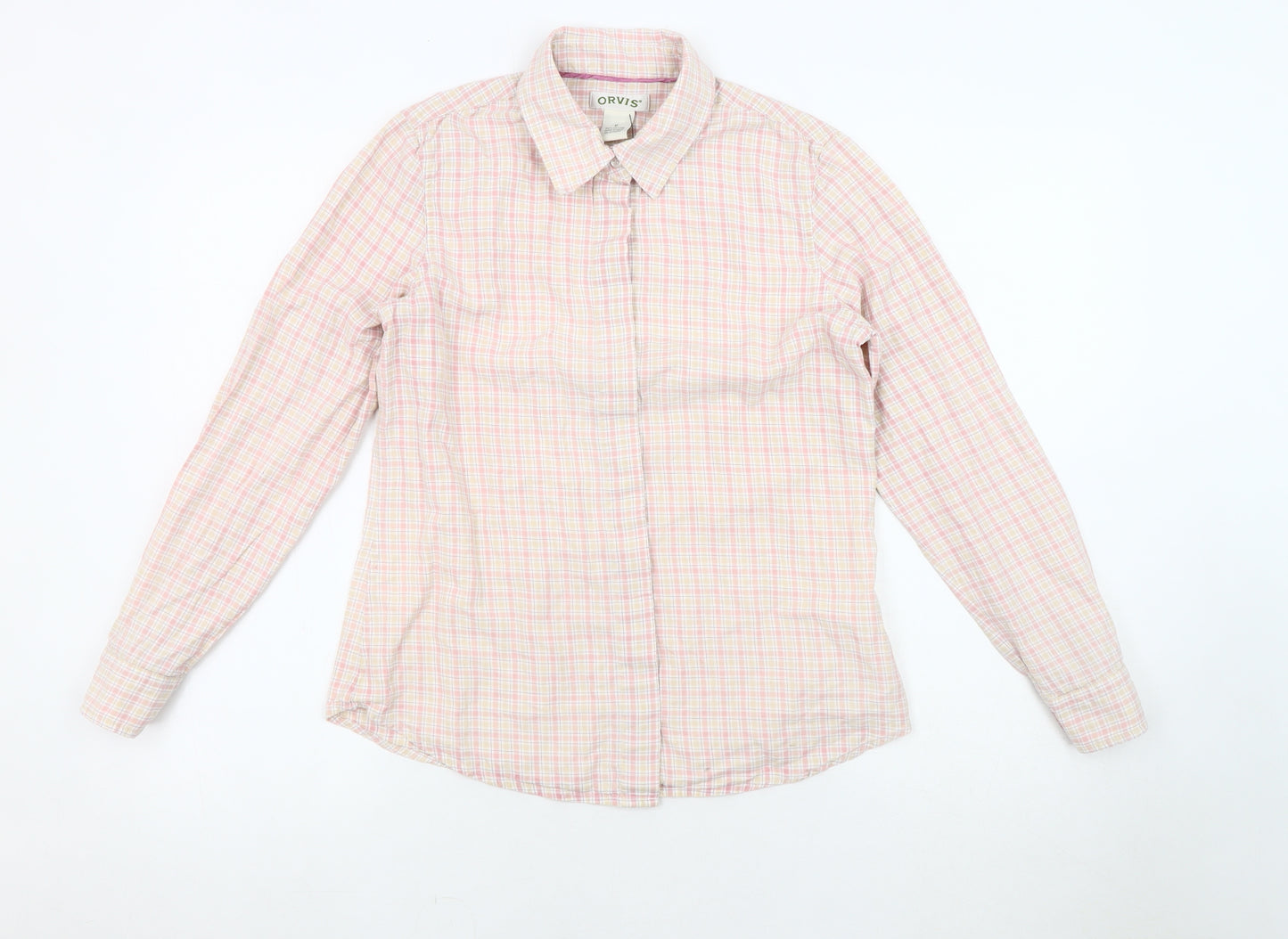 Orvis Women's Pink Button-Up Check Shirt Size 6
