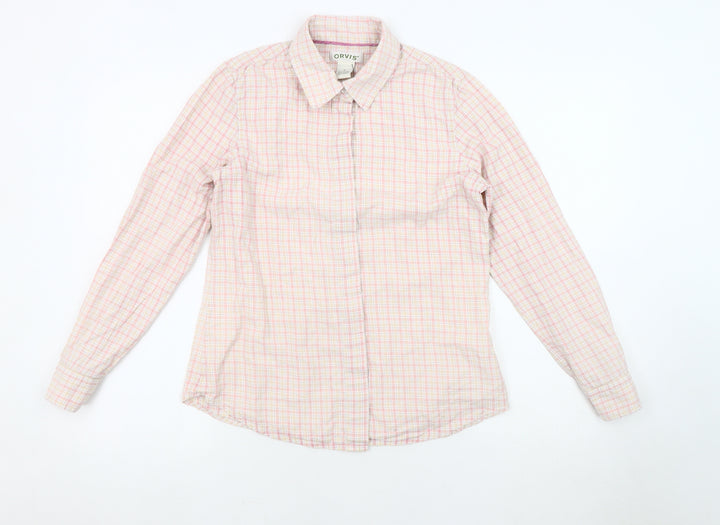 Orvis Women's Pink Button-Up Check Shirt Size 6