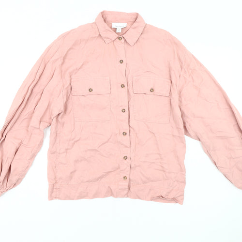 Topshop Women’s Pink Button-Up Shirt Size 8