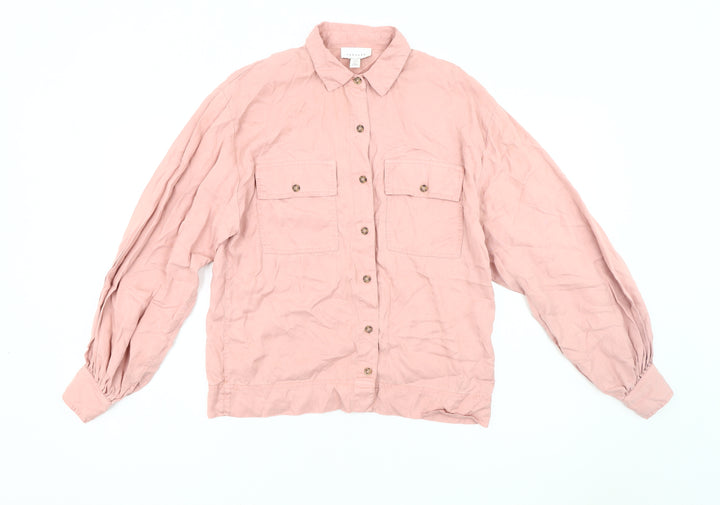Topshop Women’s Pink Button-Up Shirt Size 8