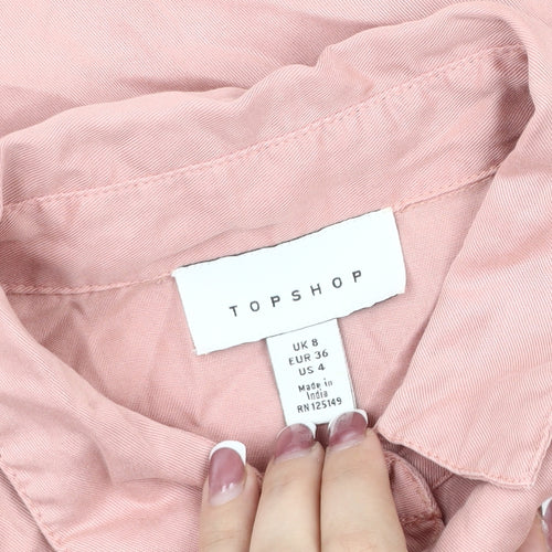 Topshop Women’s Pink Button-Up Shirt Size 8
