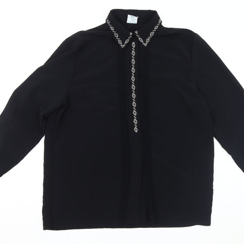 Canda Women's Black Embroidered Blouse Size 14