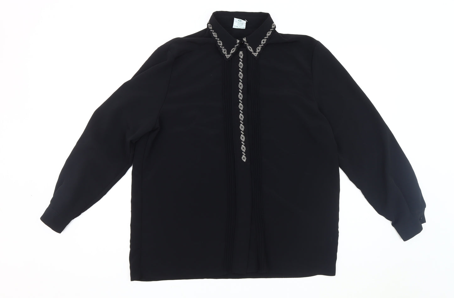 Canda Women's Black Embroidered Blouse Size 14