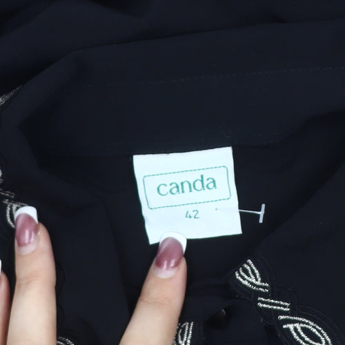 Canda Women's Black Embroidered Blouse Size 14