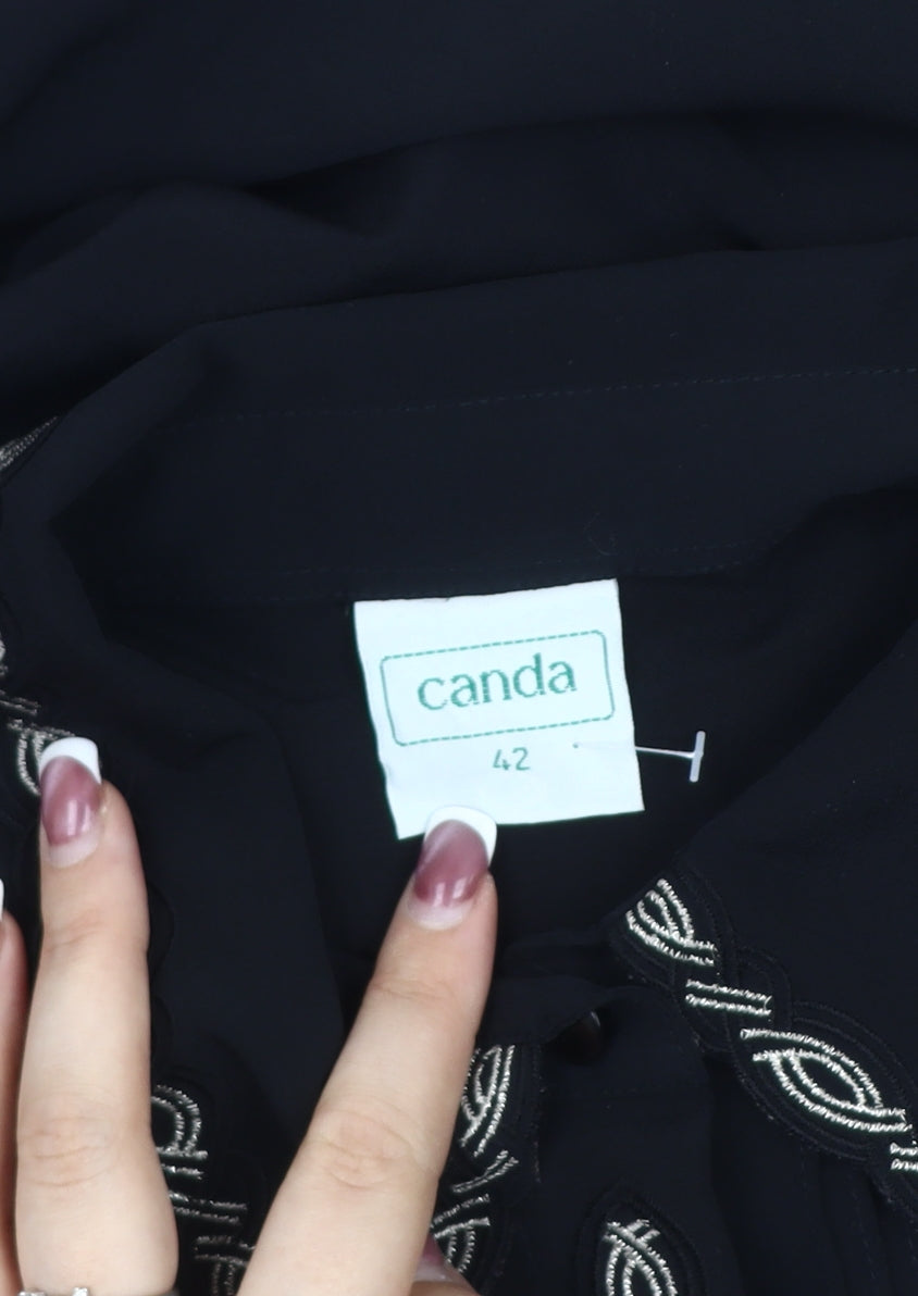 Canda Women's Black Embroidered Blouse Size 14