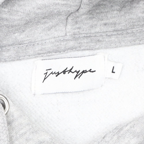 Just Hype Men's Grey Pullover Hoodie L