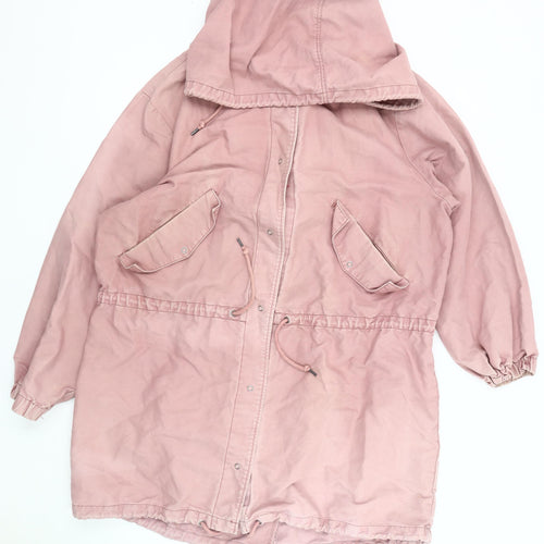 Monki Women's Pink XS Parka Jacket with Hood