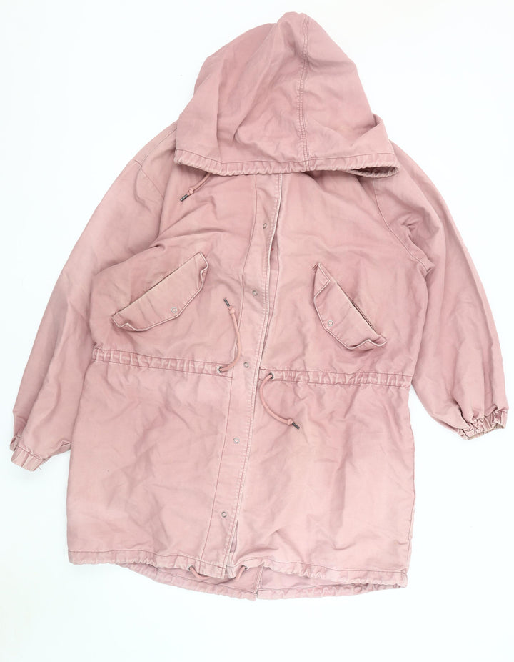 Monki Women's Pink XS Parka Jacket with Hood