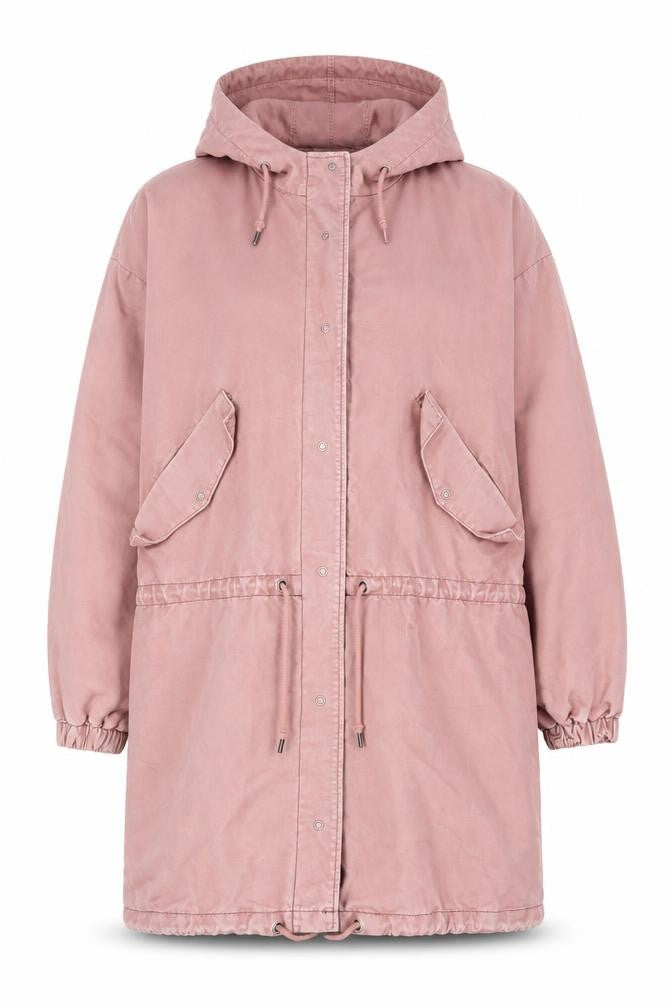 Front view of Monki Women's Pink XS Parka Jacket with Hood
