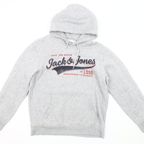Jack & Jones Men's Grey Pullover Hoodie Size S