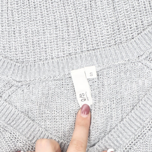 S Women's Grey V-Neck Pullover Jumper