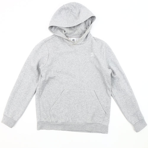 Adidas Boys Grey Pullover Hoodie Size 14 Regular Fit