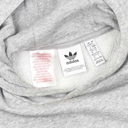 Adidas Boys Grey Pullover Hoodie Size 14 Regular Fit