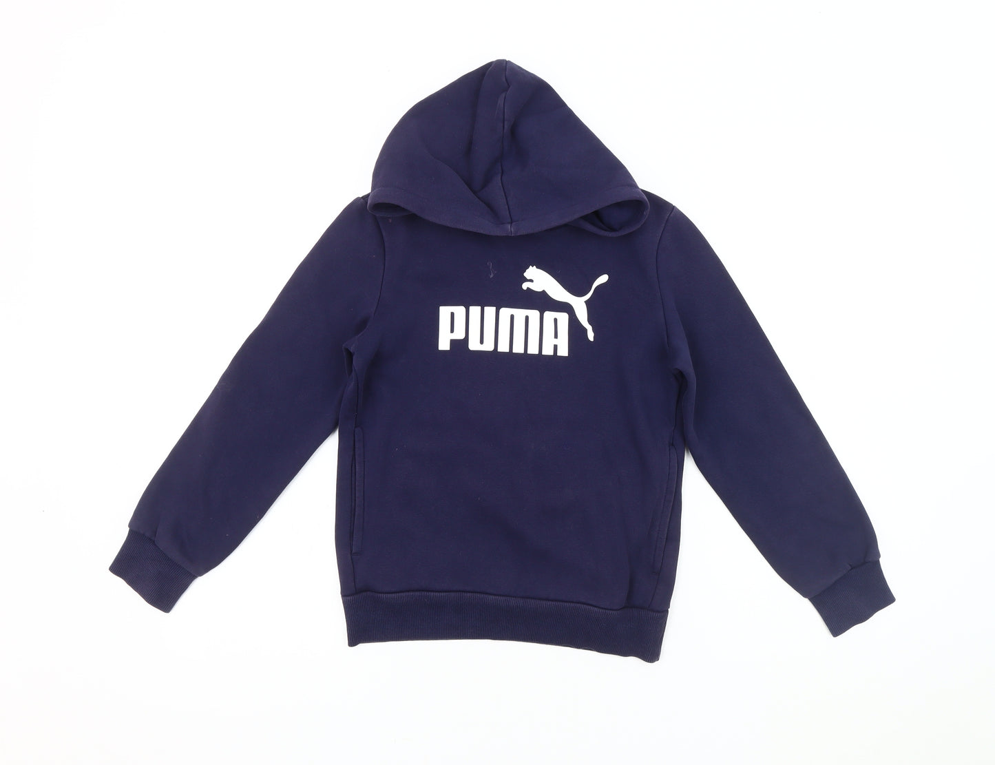 Puma Boys Blue Logo Hoodie, Pullover Style, Size 10 Years