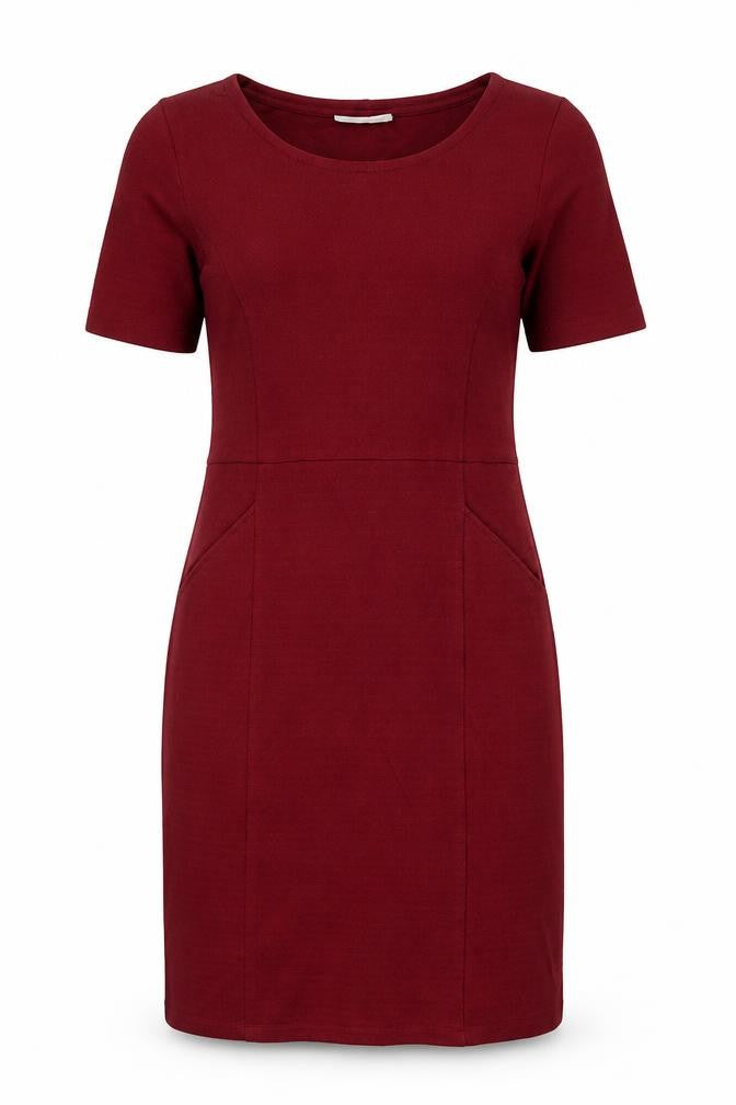 Front view of WoolOvers Women's Red Half Sleeve Dress