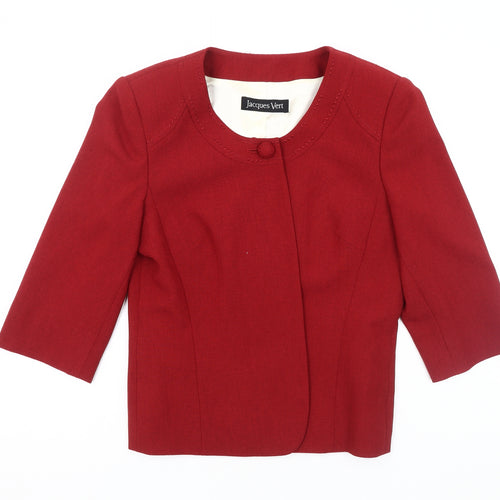 Jacques Vert Women's Red Blazer, Size 10, 3/4 Sleeve, Short