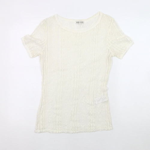 Reiss Women's Ivory Lace T-Shirt S