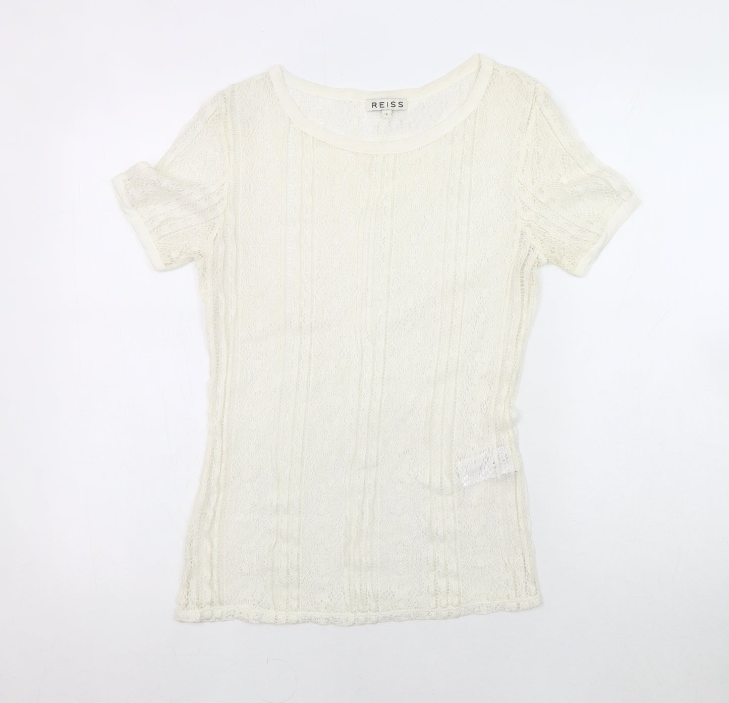Reiss Women's Ivory Lace T-Shirt S