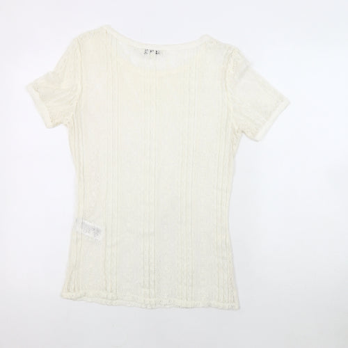 Reiss Women's Ivory Lace T-Shirt S