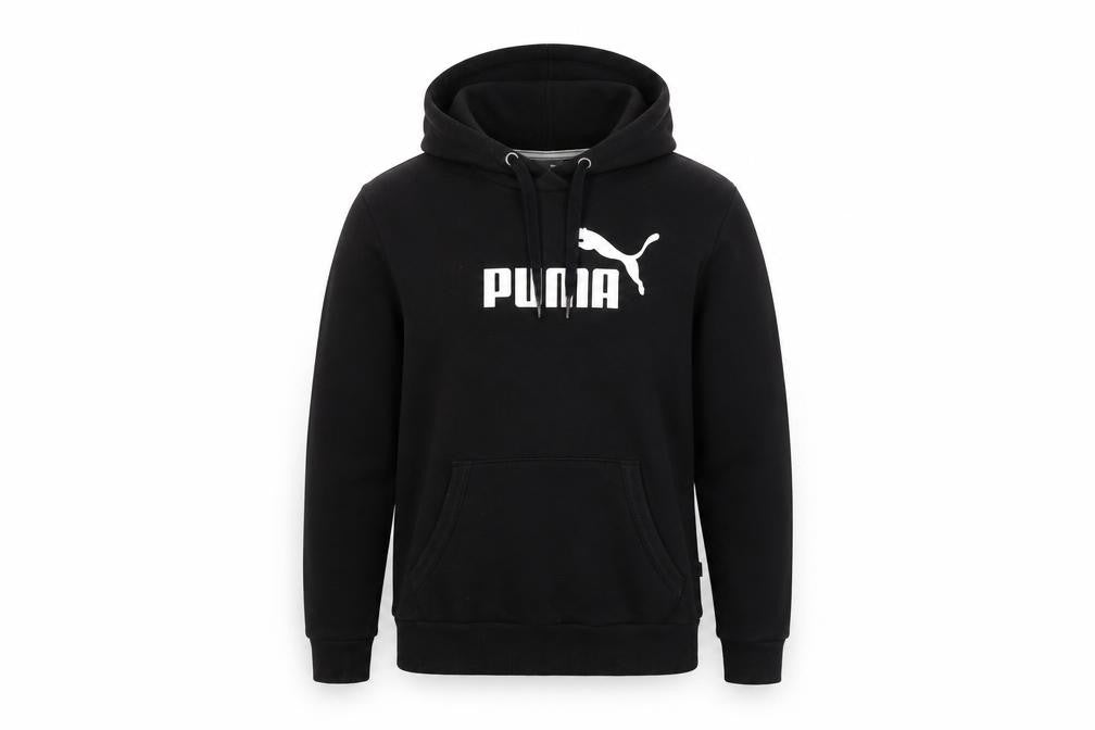 Front view of Puma Men's Black Graphic Print XS Hoodie