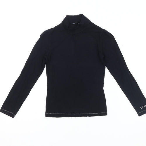 DKNY Girls Black Long Sleeve Top, Size 8, Mock Neck