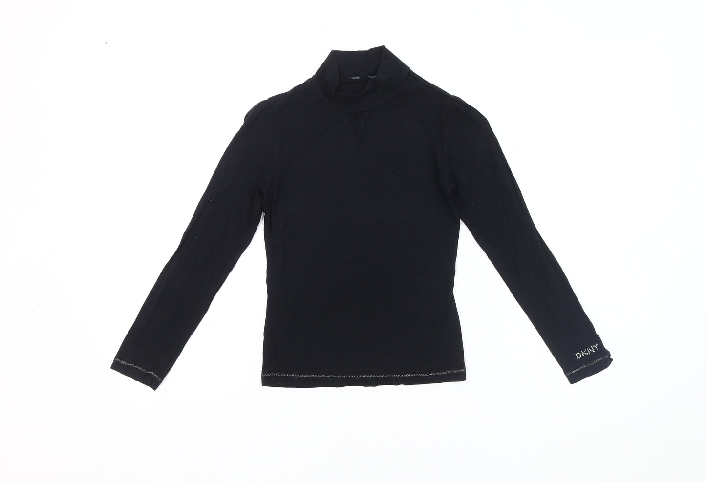 DKNY Girls Black Long Sleeve Top, Size 8, Mock Neck