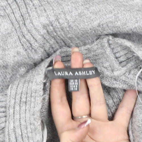 Laura Ashley Women's Grey Open Front Cardigan Medium - Autumn/Winter