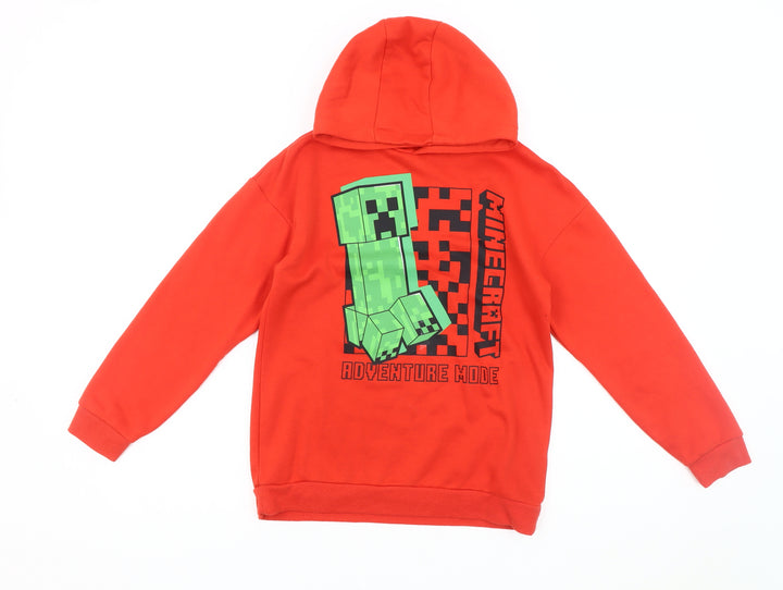 Minecraft Boys Red Hoodie 10-11 Yrs Graphic Adventure Mode