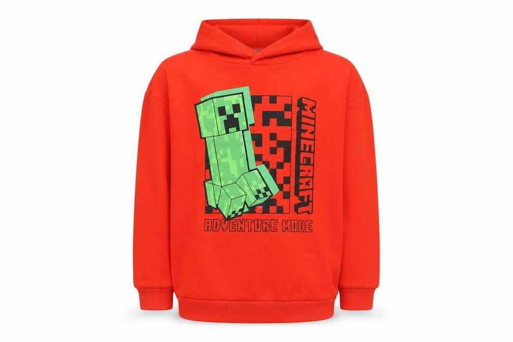Minecraft Boys Red Hoodie 10-11 Yrs Graphic Adventure Mode