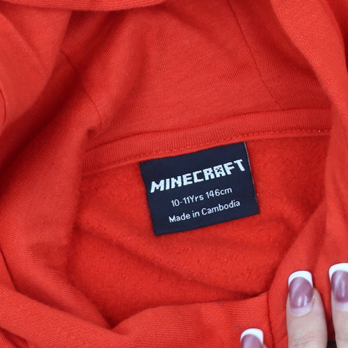 Minecraft Boys Red Hoodie 10-11 Yrs Graphic Adventure Mode