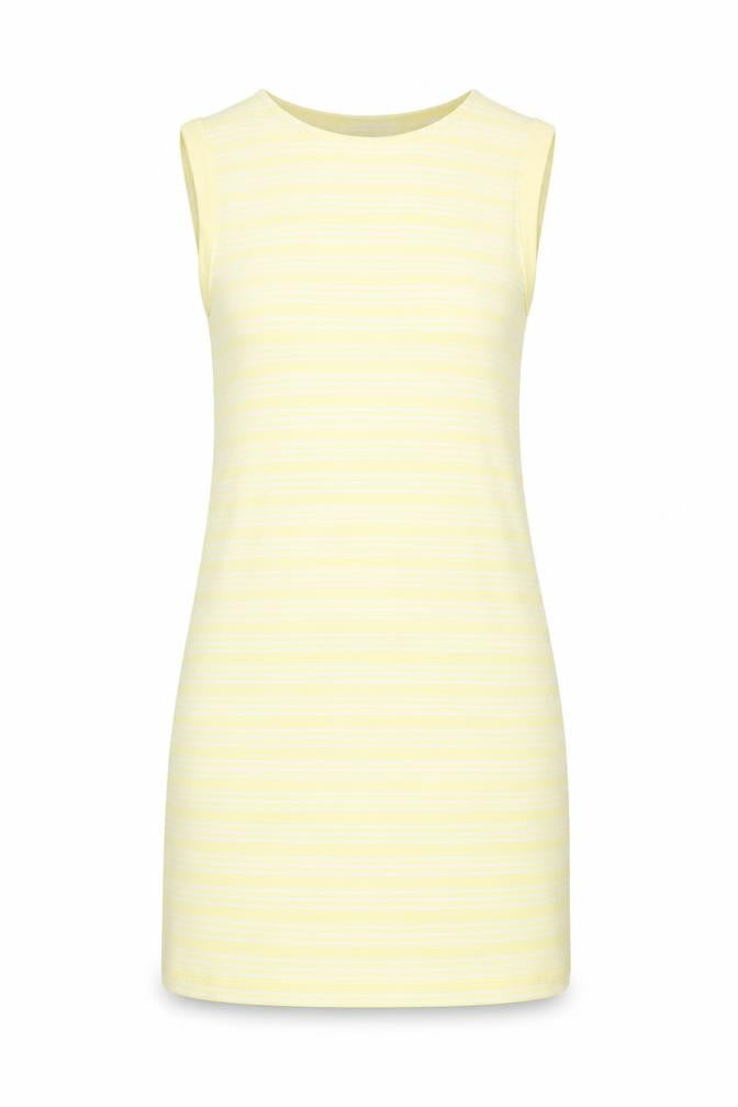 Front view of Henri Lloyd Women's Yellow Striped XL Shift Dress