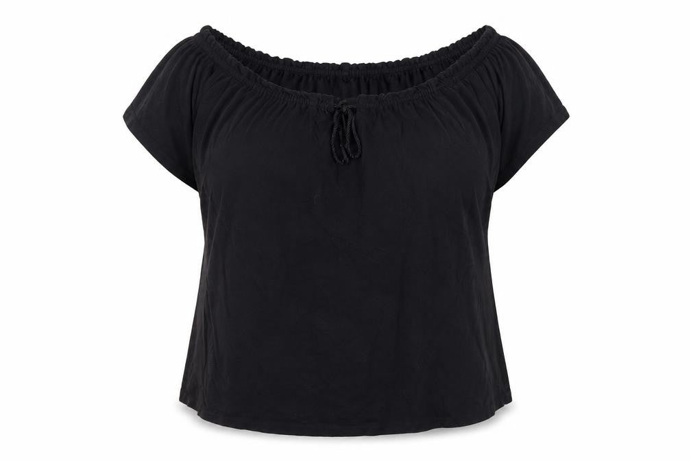 Front view of Red Herring Women's Black Sleeveless Off Shoulder Top